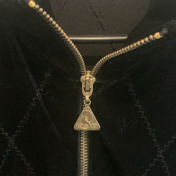 Vintage Euro Joy velour jacket zip front black size L - Picture 4 of 8